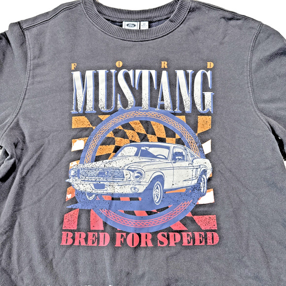 Ford Mustang Sweatshirt Womens Medium Black Bred For Speed Pullover Sweatshirt - Picture 2 of 8